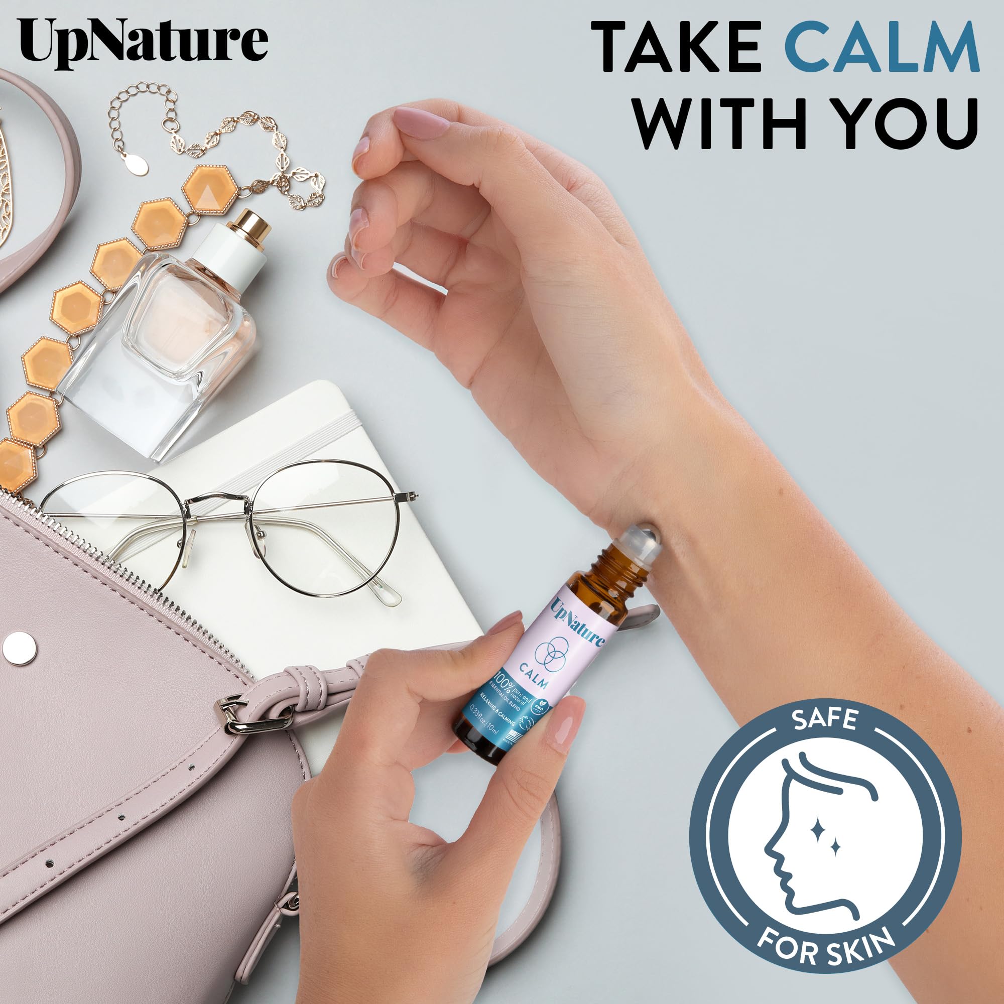 UpNature Calm Essential Oil Roll On Blend – Stress Relief & Relaxation Gifts for Women – Calming UpNature