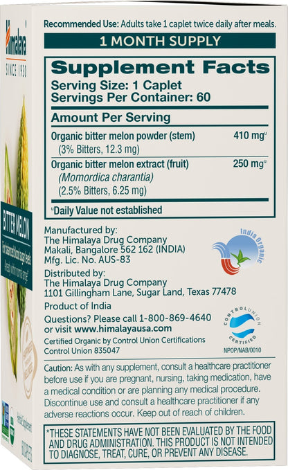 Himalaya Organic Bitter Melon/Karela Herbal Supplement, Glycemic Support and Weight