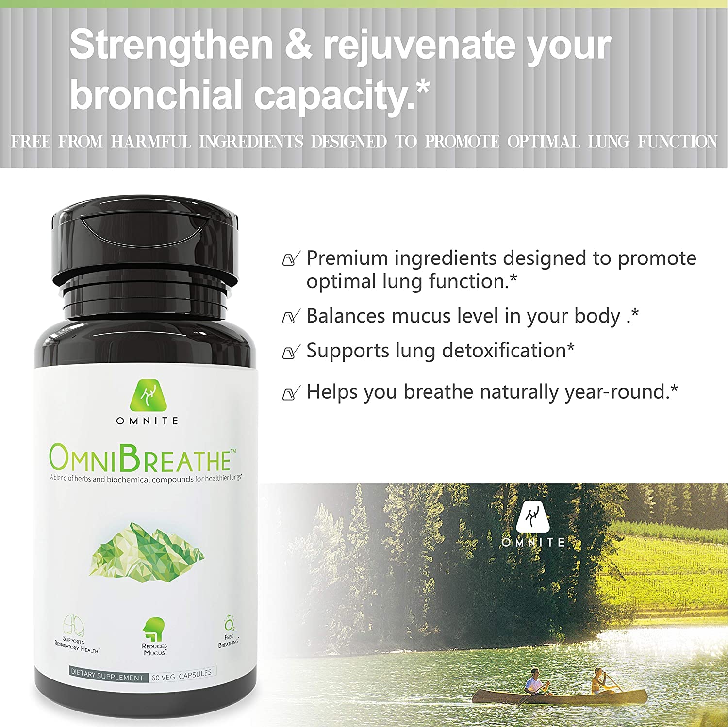OmniBreathe for Lung Cleanse Detox Respiratory Wellness - Help Reduce Mucus & Cough for All Kinds Omnite
