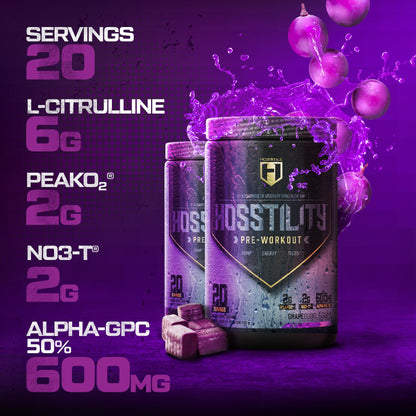 HOSSTILE Hosstility Pre Workout, All-in-One Pre Workout Powder for Men and Women
