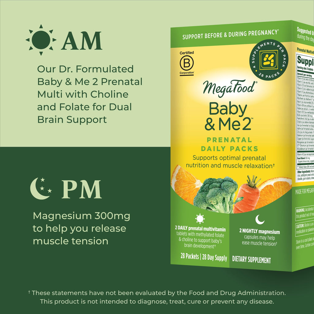 MegaFood Prenatal Vitamin & Minerals + Magnesium Supplement Daily Pack