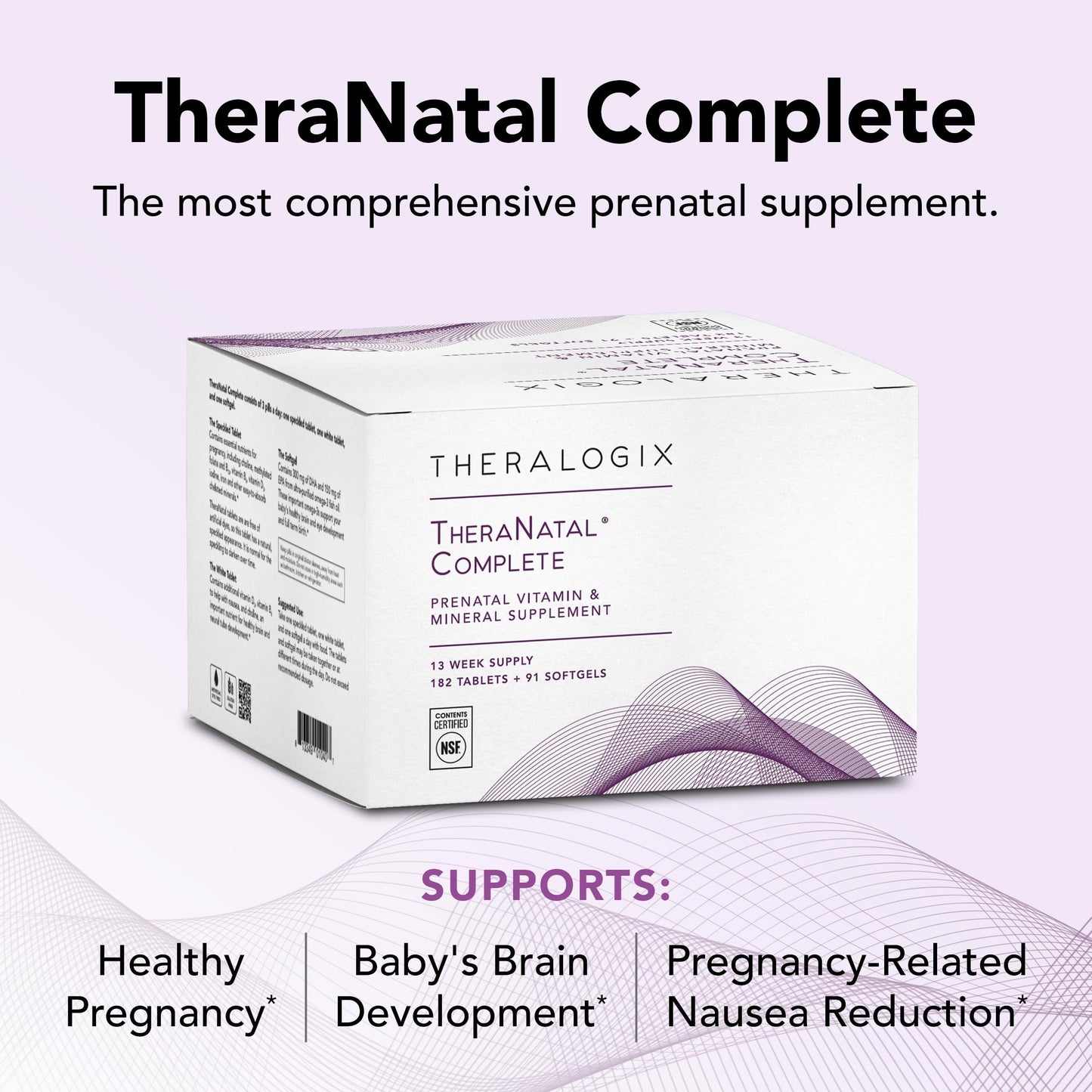 Theralogix TheraNatal Complete Prenatal Vitamin Supplement - 91-Day Supply - with DHA