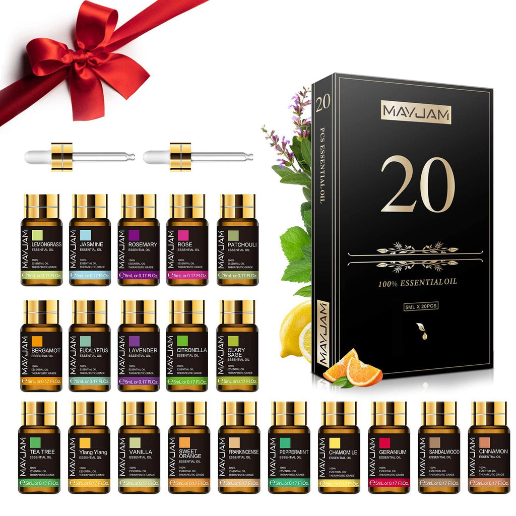 MAYJAM Tea Tree 20 Pcs Pure Essential Oil Gift Set, for Diffuser, Humidifiers, Skin Care, Massage