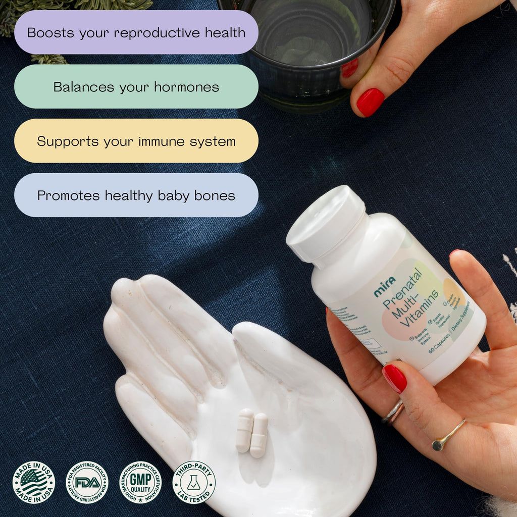 MIRA Prenatal Multi-Vitamins for Women, Folate (Folic Acid) & Choline, Supplement for Before, During