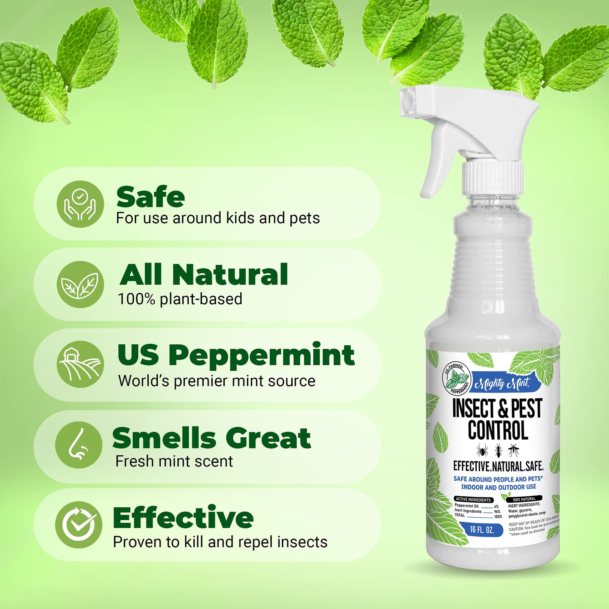 Mighty Mint 16 oz Peppermint Oil Insect & Pest Spray - for Spiders, Ants Mighty Mint