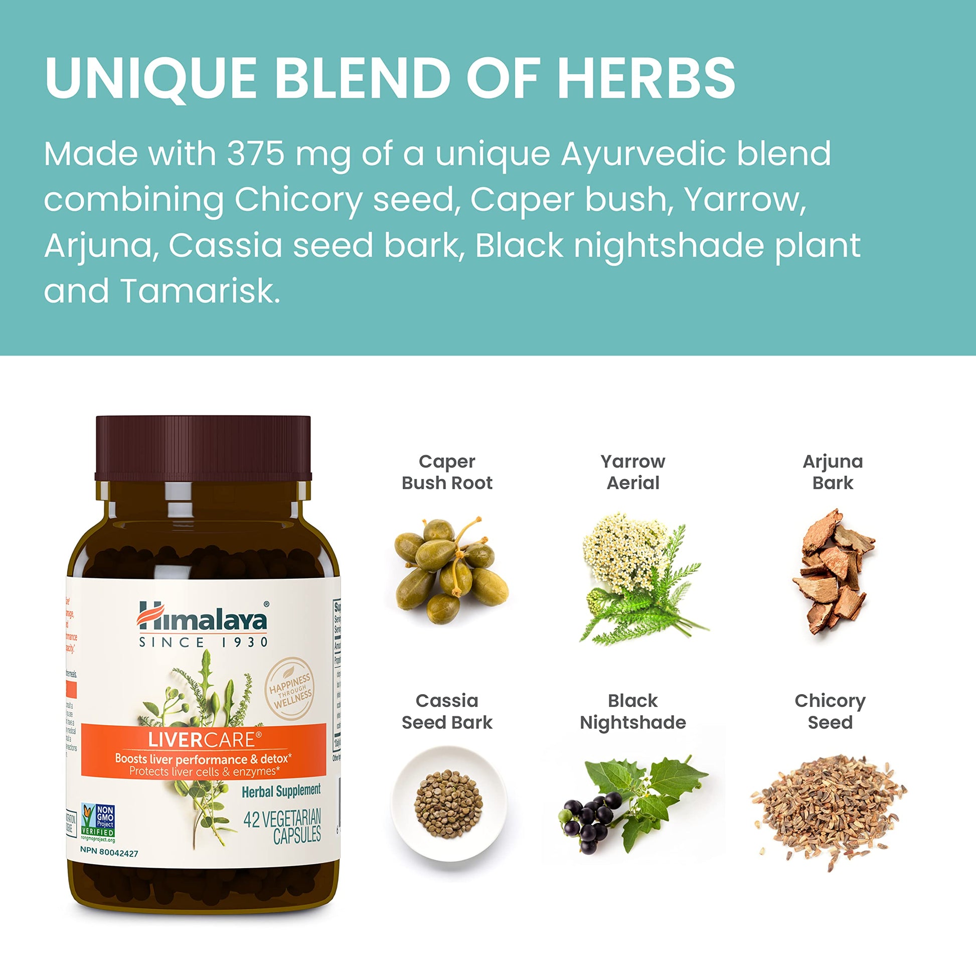 Himalaya LiverCare for Total Liver Support, Cleanse and Detox, Protects Cells & Enzymes Himalaya