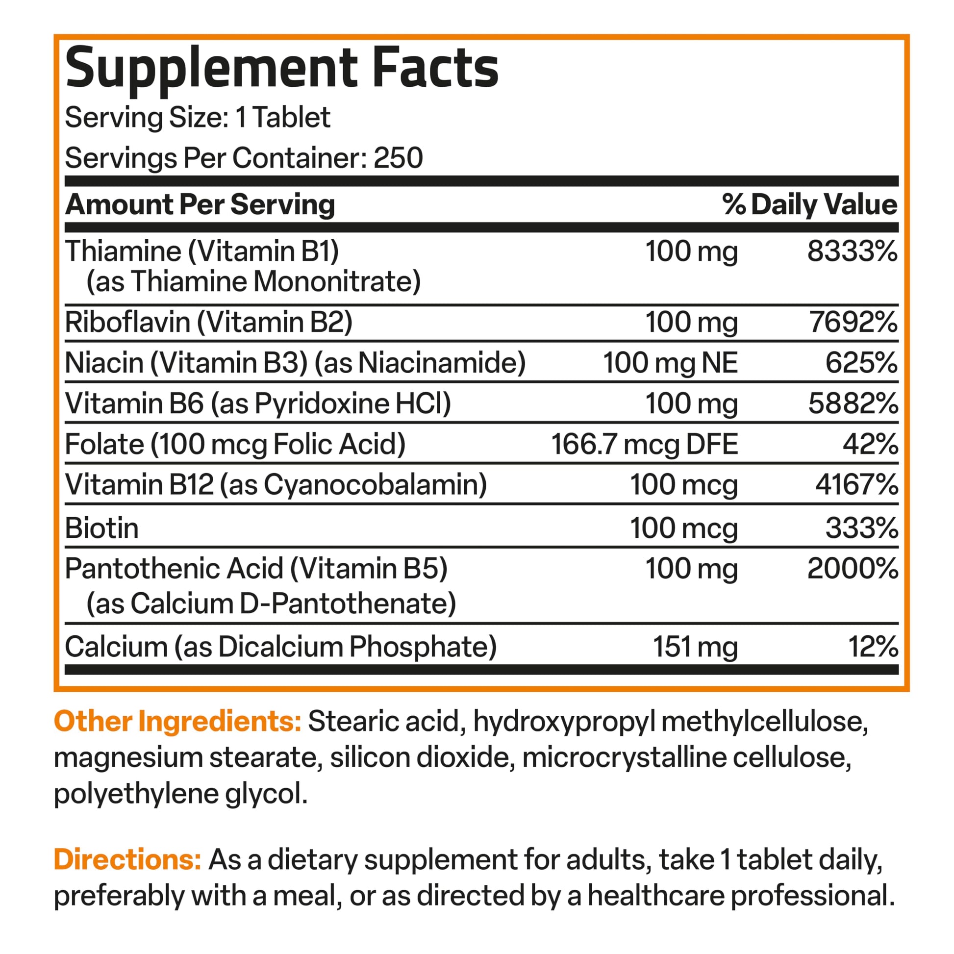 Bronson Super B 100 Vitamin B Complex Sustained Release Contains All B Vitamins Bronson