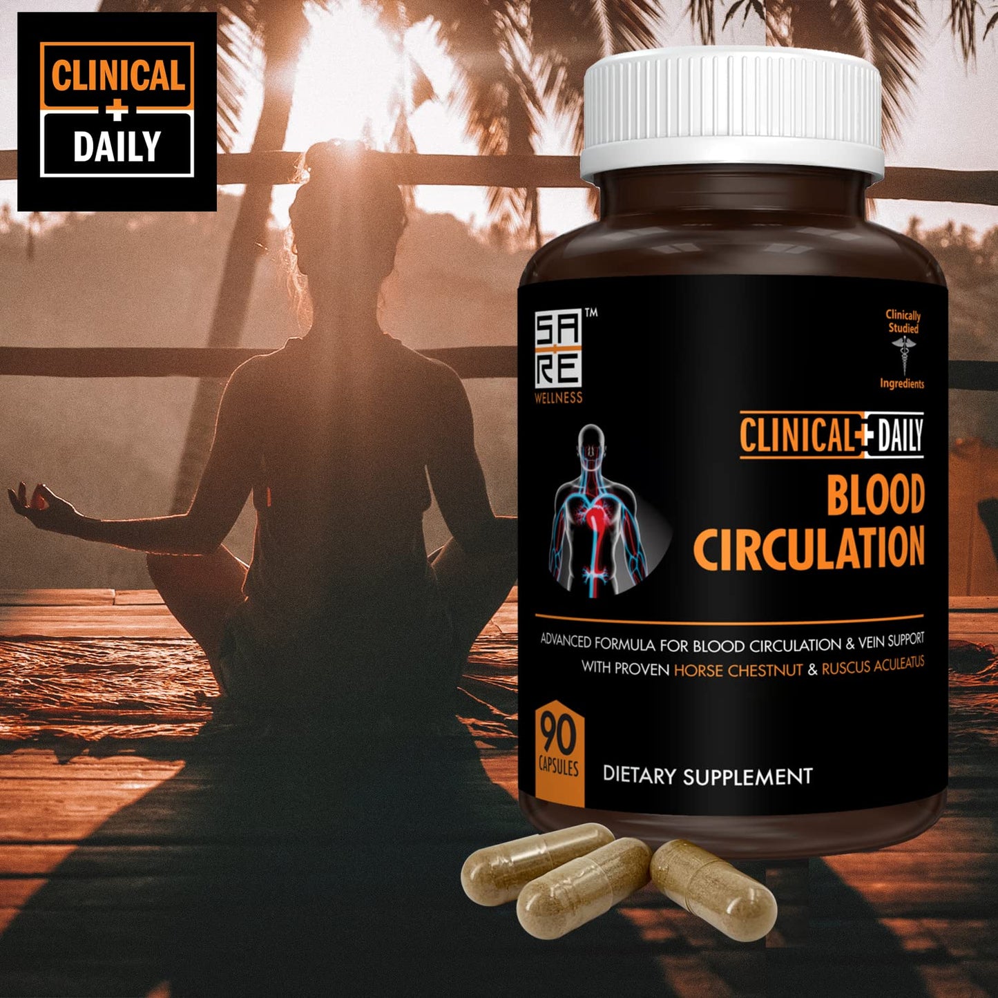 Clinical Daily Blood Circulation Supplements. Butchers Broom, Horse Chestnut, Hawthorn