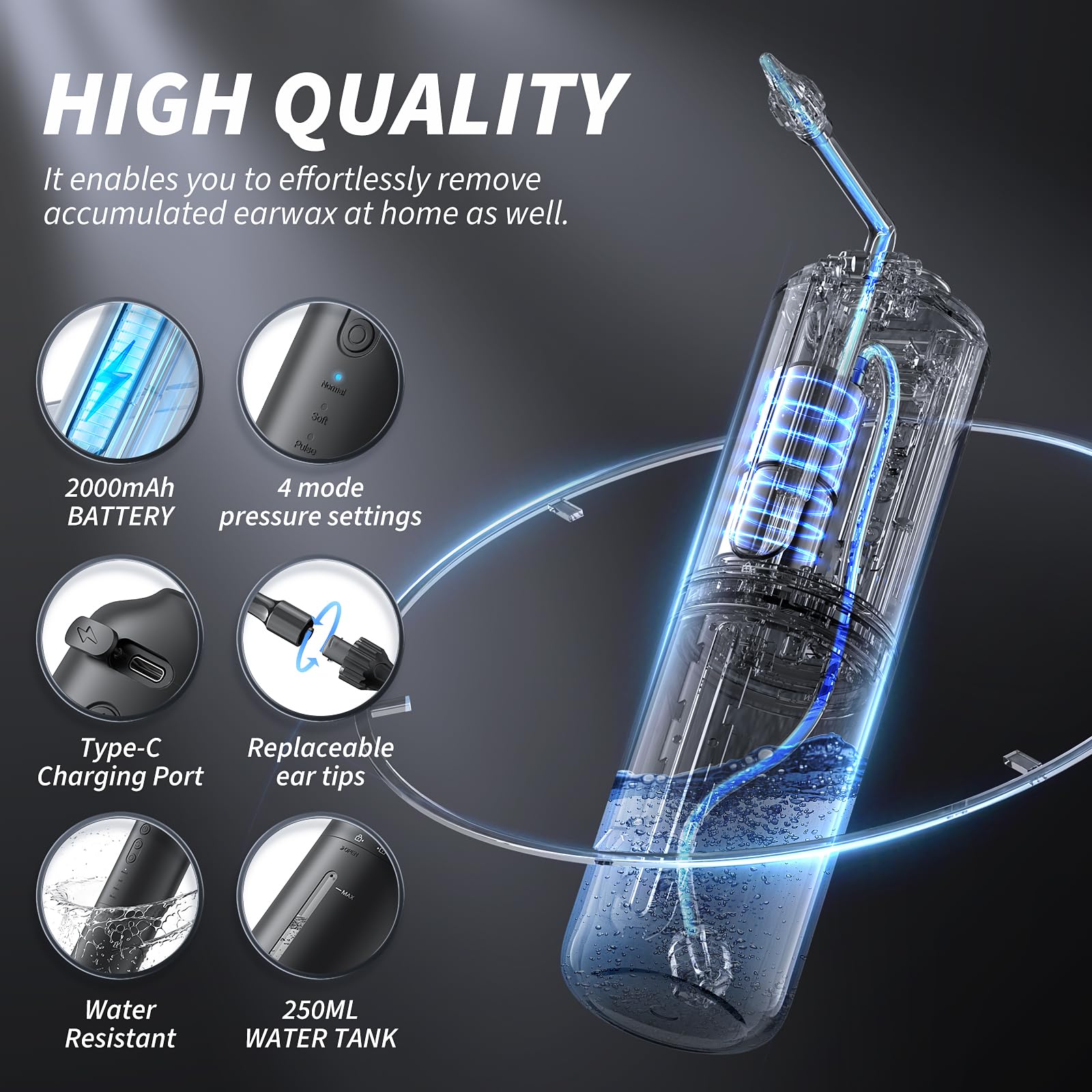 Ear Wax Removal - Electric Ear Irrigation Flushing System - Water Powered Ear Lebbtl