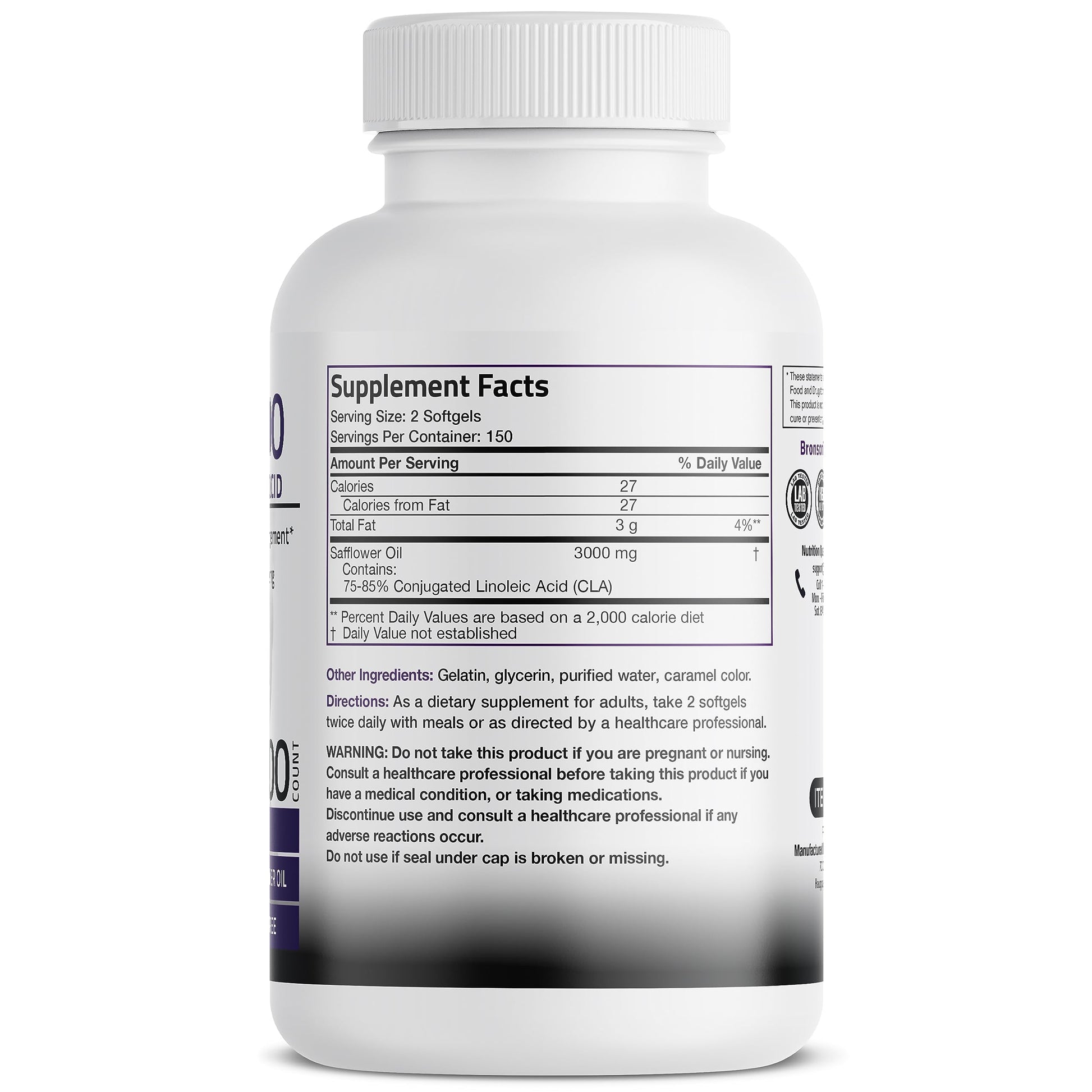 Bronson CLA 3000 Extra High Potency Supports Healthy Weight Managem