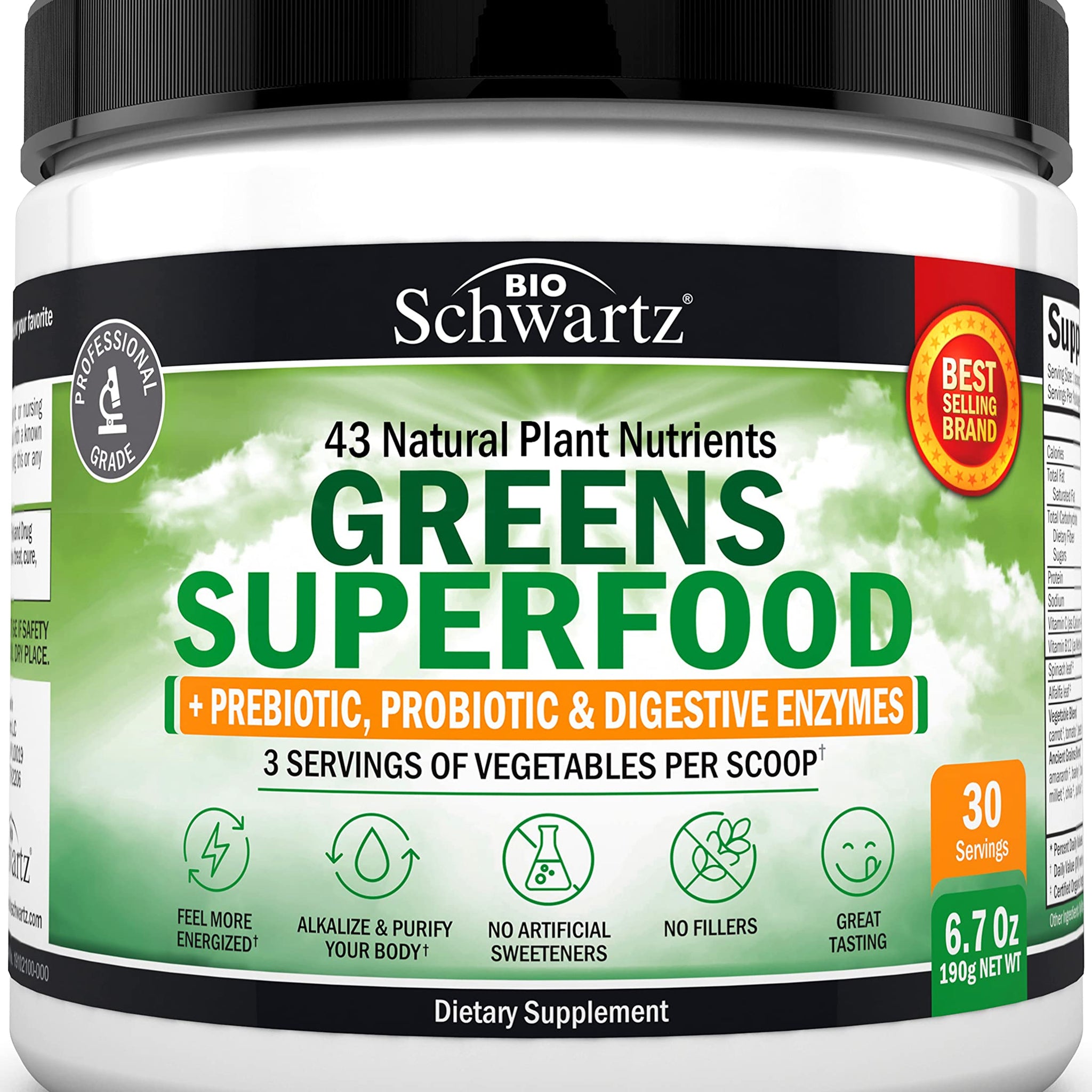 Super Greens Powder Superfood - Greens Powder with Probiotics Prebiotics Digestive 
