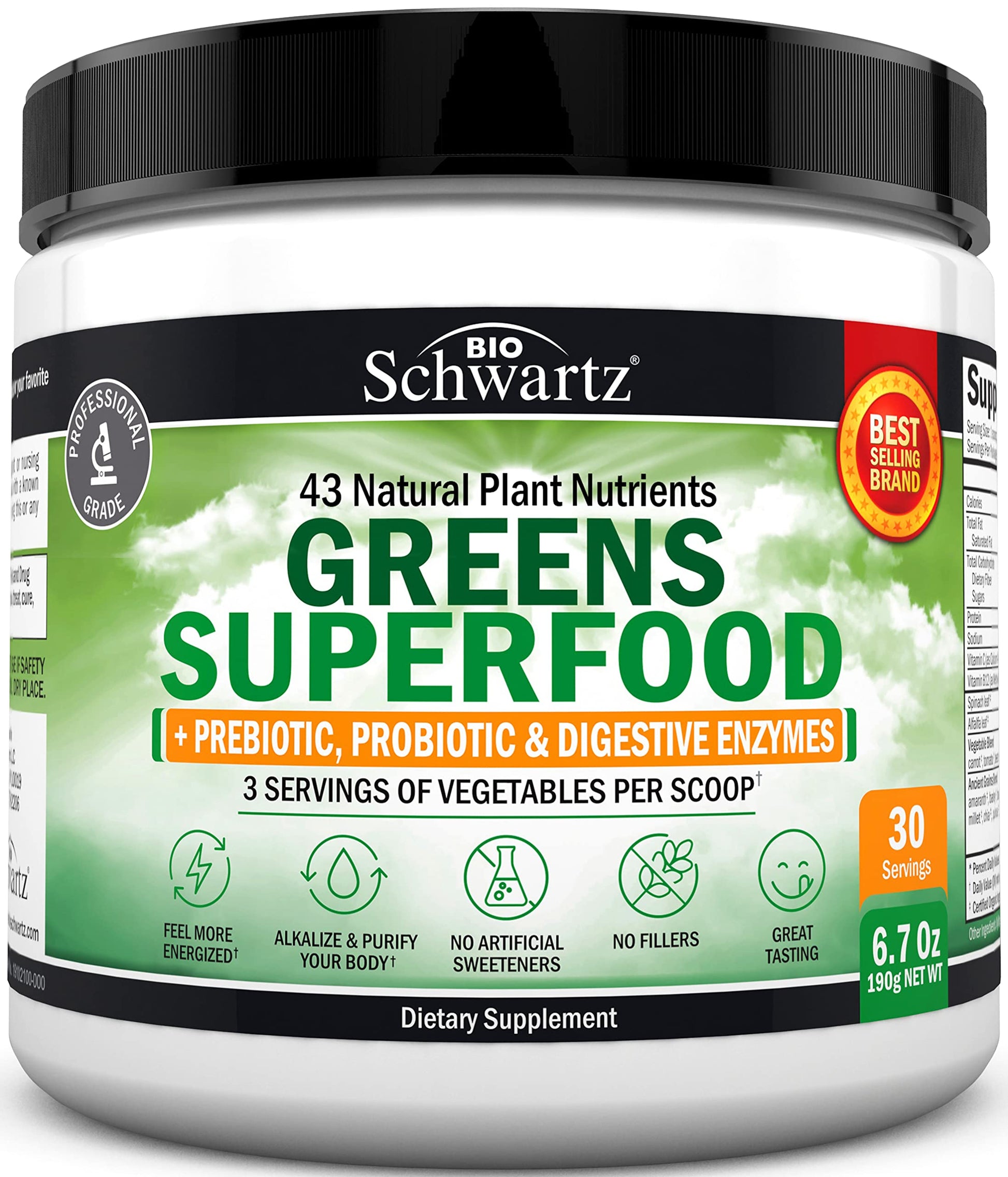 Super Greens Powder Superfood - Greens Powder with Probiotics Prebiotics Digestive 