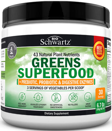 Super Greens Powder Superfood - Greens Powder with Probiotics Prebiotics Digestive 