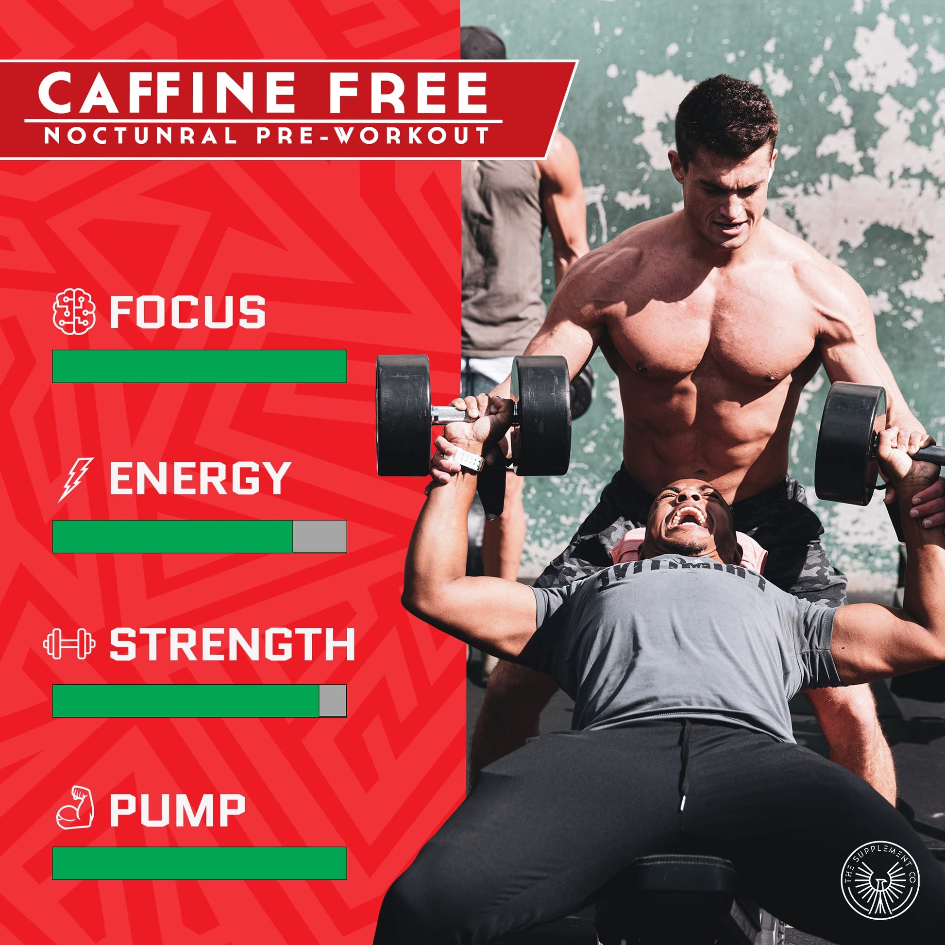 The Supplement Co Nocturnal Pre Workout - No Caffeine Night Time Preworkout for Men & Women for High Energy and Massive Pumps - Cherry Limeade, 30 Servings