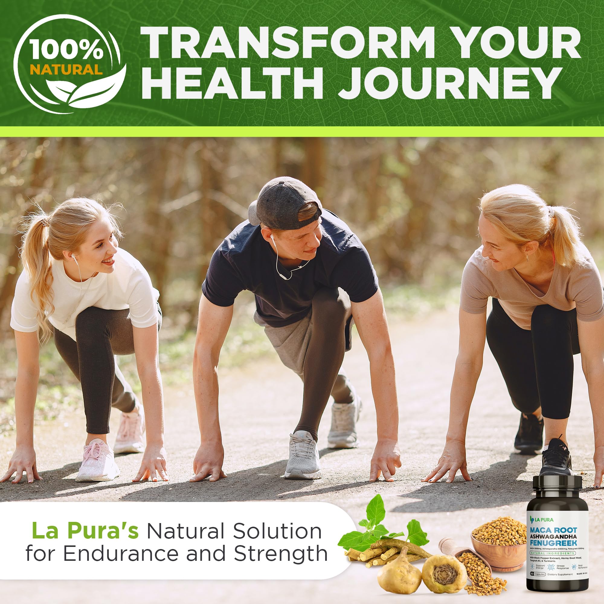 LaPura Ashwagandha 5000mg Maca Root 2000mg Fenugreek 3000mg Supplement