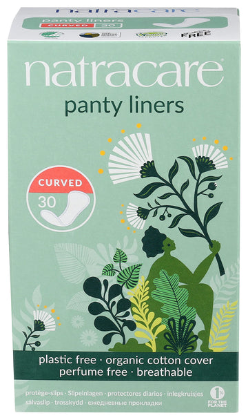 Natracare Natural Organic Curved Panty Liners, with Certified Organic Cotton, Ecologically Certified
