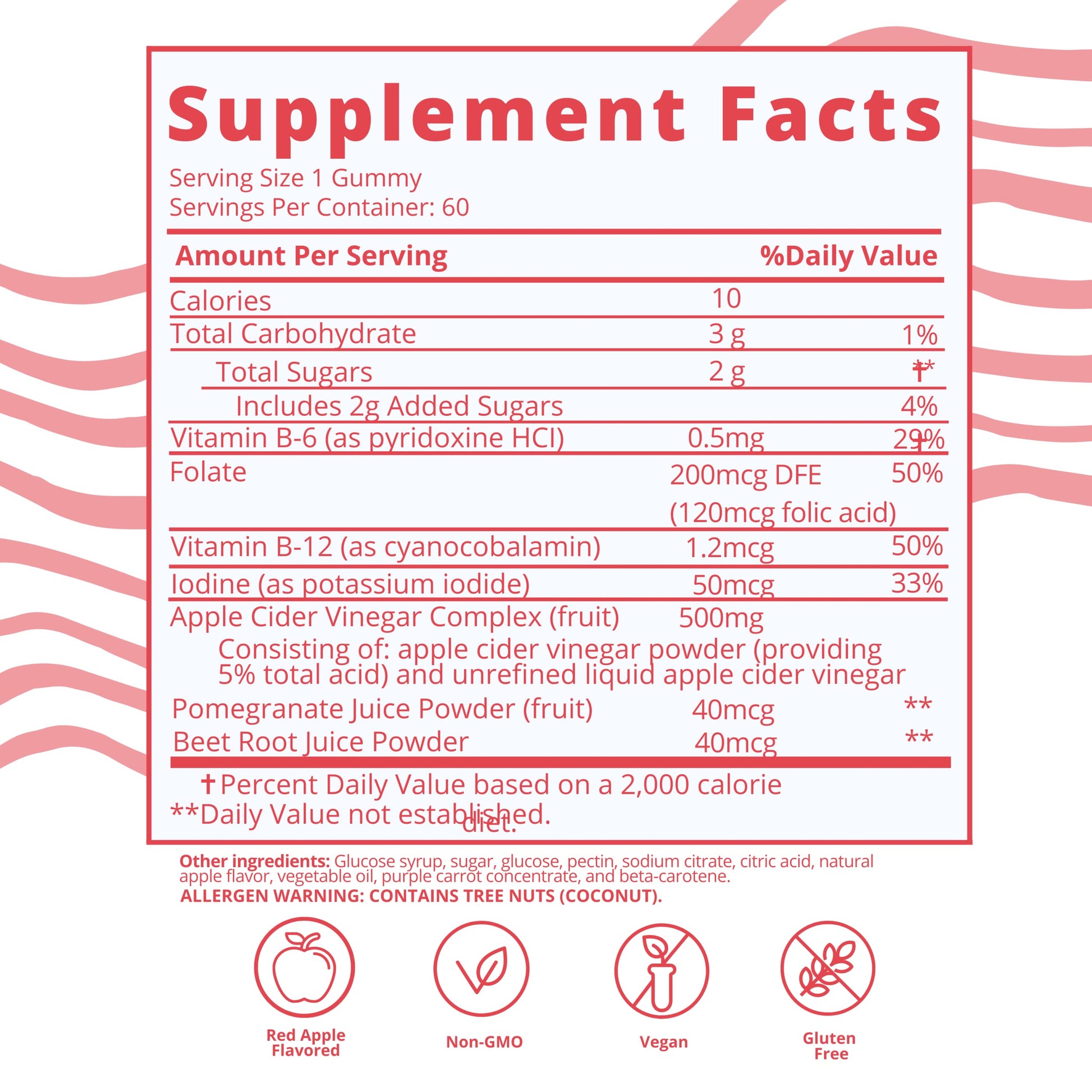 Baby Blues Apple Cider Vinegar Gummies - Vegan, Non-GMO & Gluten-Free, Postpartum Dietary Supplement Baby Blues