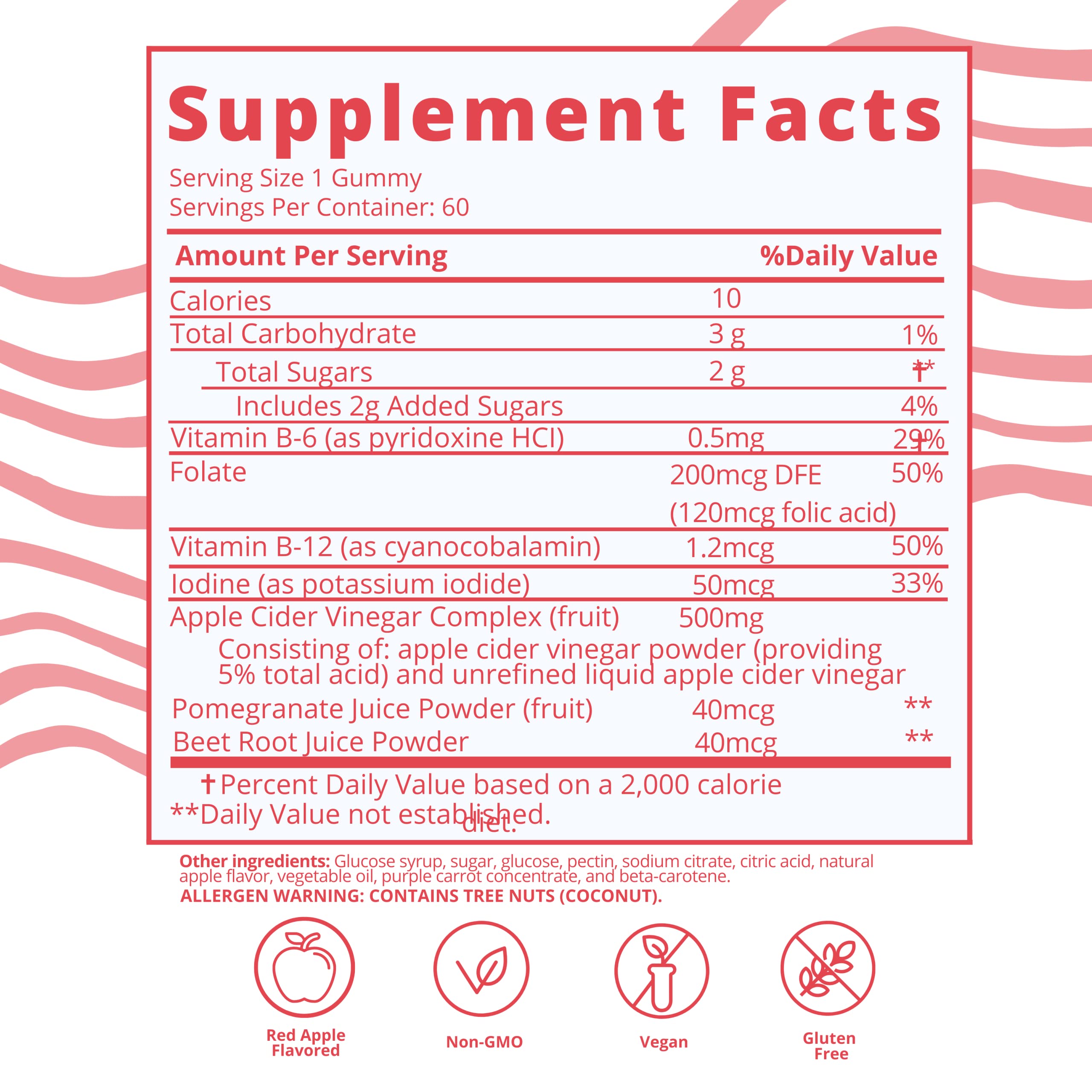 Baby Blues Apple Cider Vinegar Gummies - Vegan, Non-GMO & Gluten-Free, Postpartum Dietary Supplement Baby Blues