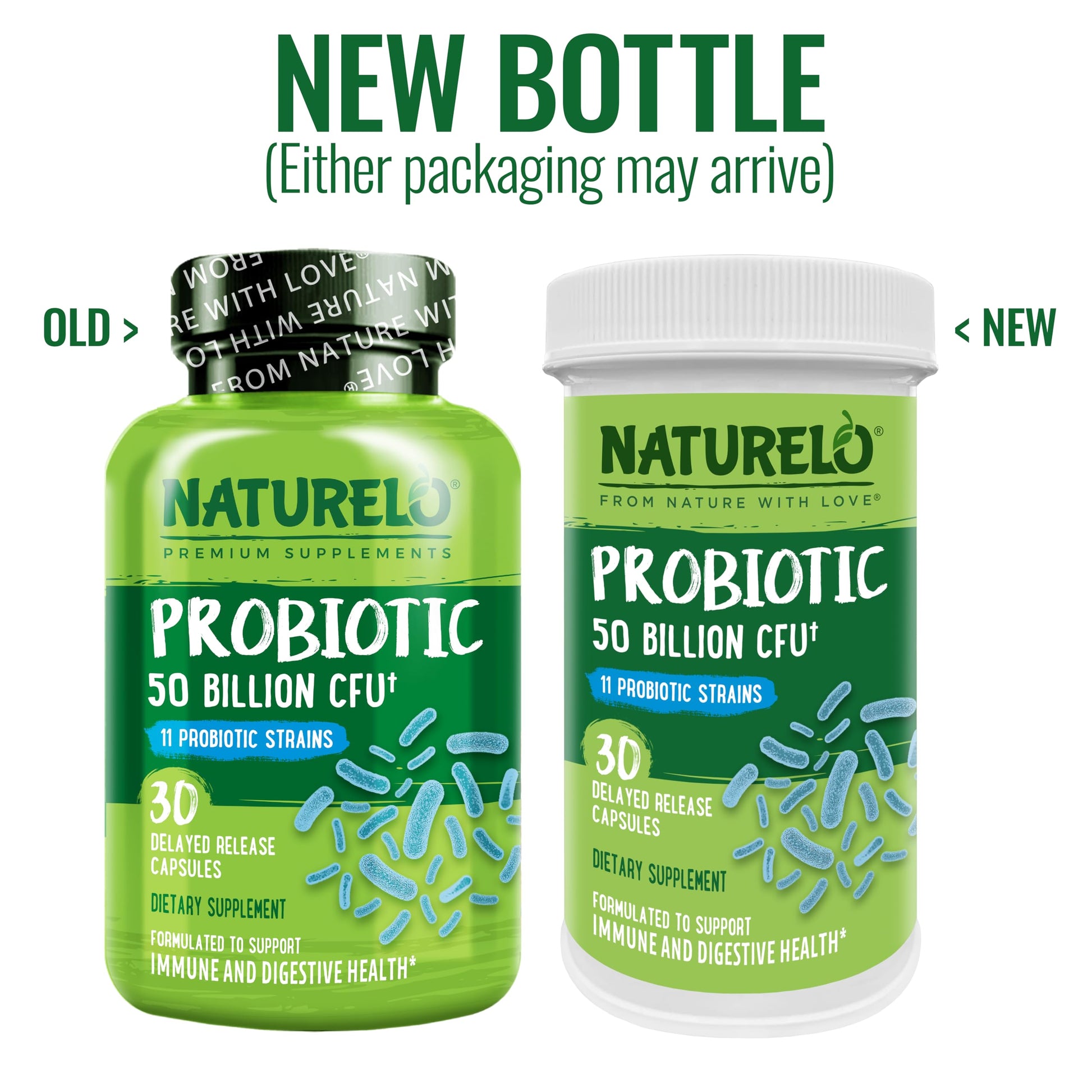 NATURELO Probiotic Supplement - 50 Billion CFU - 11 Strains - One Daily - Helps Support NATURELO