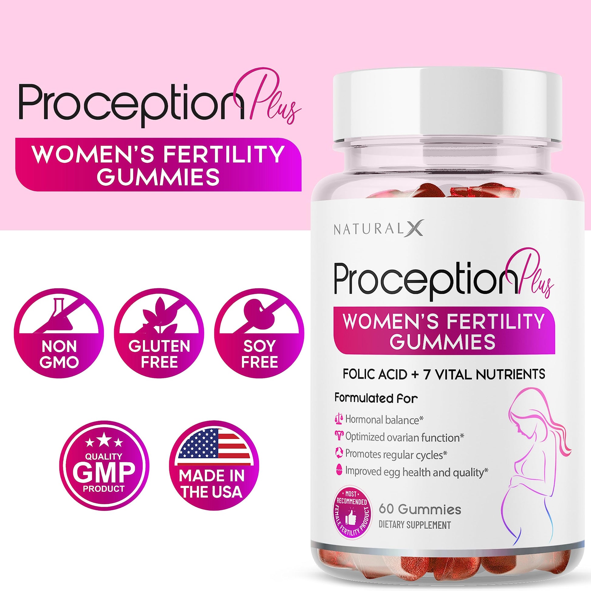 Proception Plus Fertility Gummies – Regulate Your Cycle, Balance Hormones, Aid Ovulation Natural X