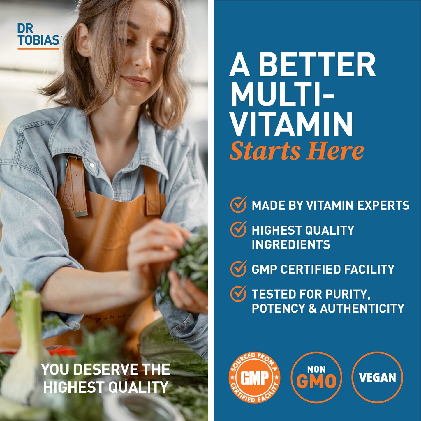 Dr. Tobias Adult Multivitamin for Women & Men, Energy & Immune Support from 42 Fruits