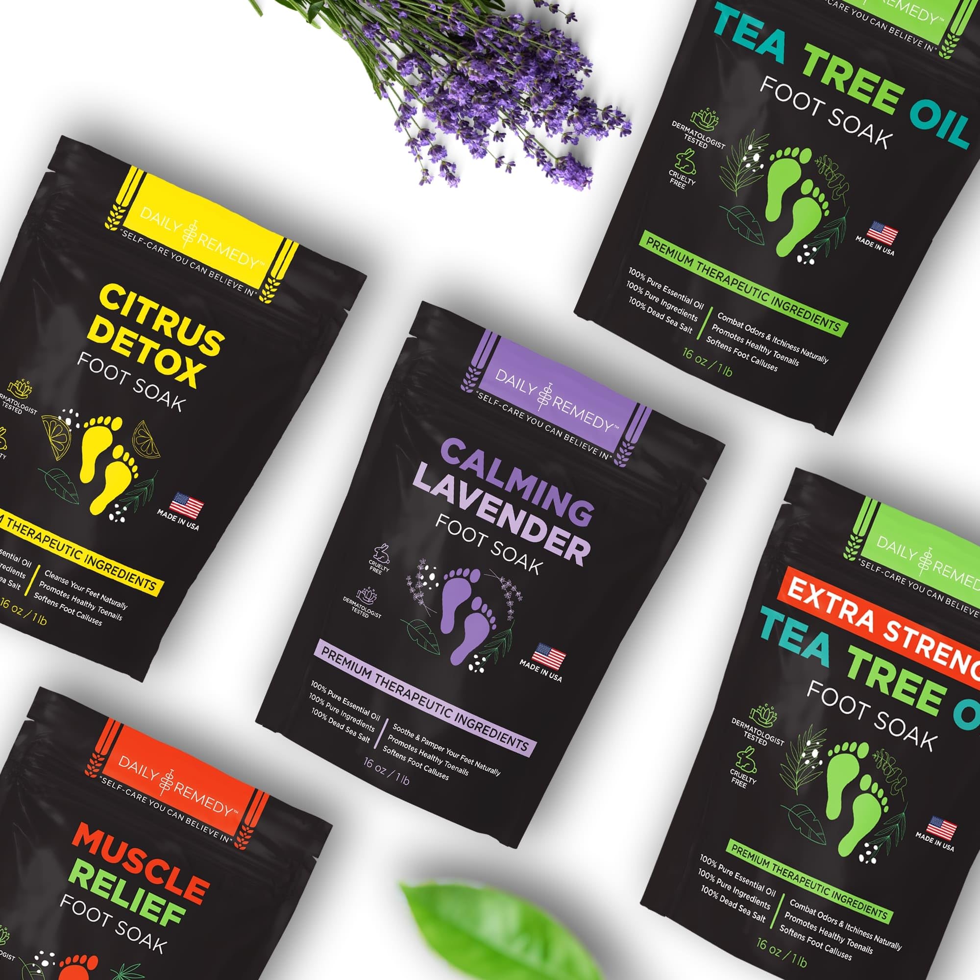 Calming Lavender Foot Soak with Epsom Salt, Made in USA, Foot Soak Soothes Sore Tired DAILY REMEDY