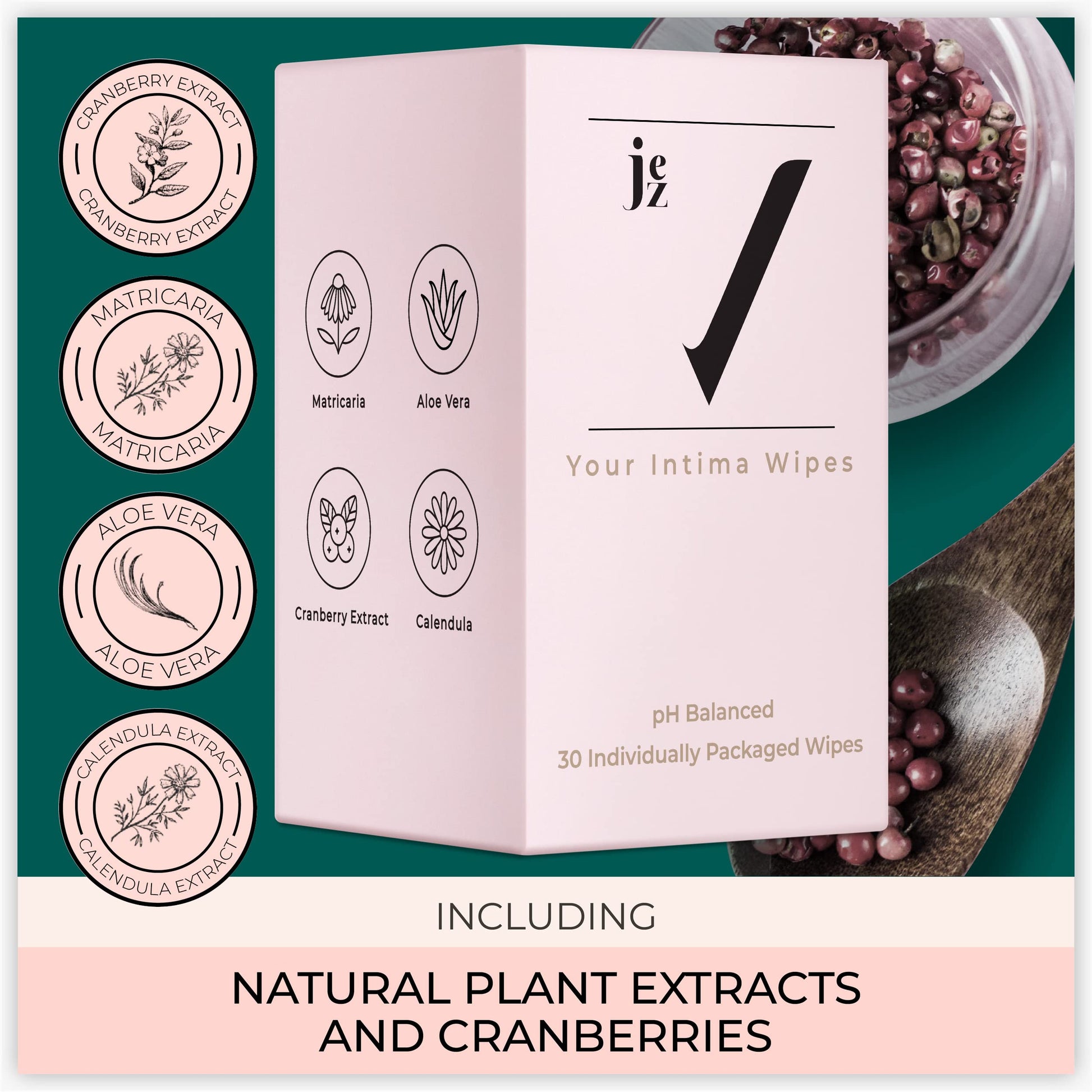 Jez Your Intima Wipes 30-Pack - Women's Feminine Care, Hygiene Products On the Go JEZ