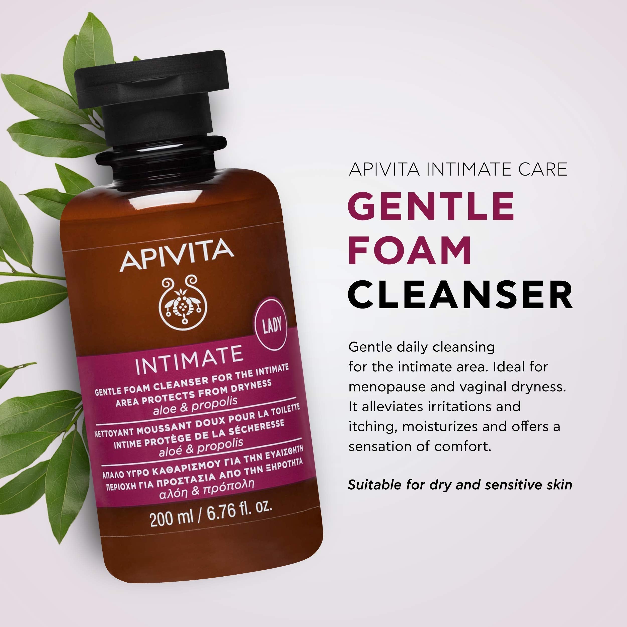APIVITA Gentle Foam Cleanser for the Intimate Area, pH Balancing Feminine Wash Apivita