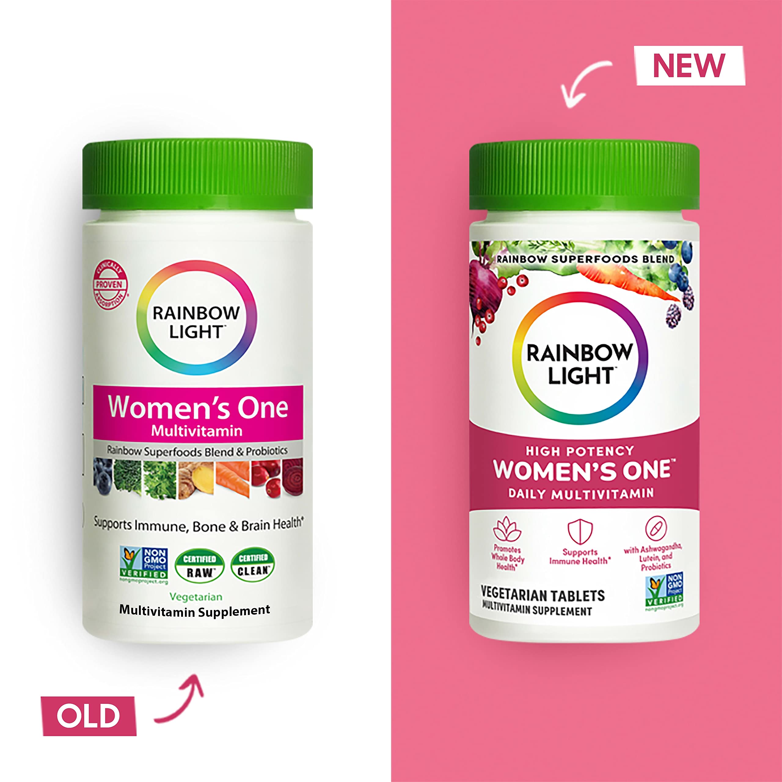 Rainbow Light Multivitamin for Women, Vitamin C, D & Zinc, Probiotics, Women’s One Rainbow Light