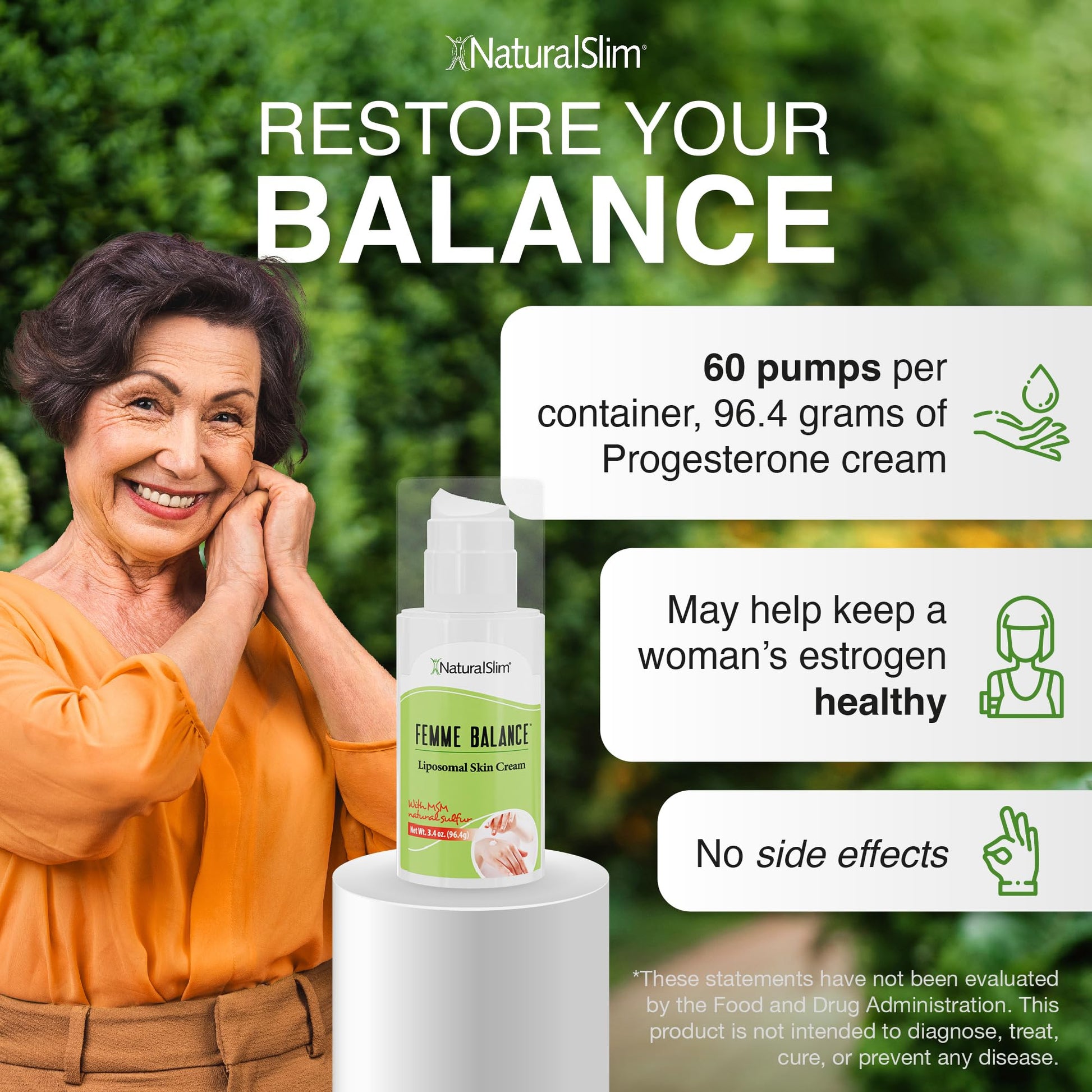 NaturalSlim Femme Balance - Progesterone Cream for Women - Natural Hormonal Balance & Menopause NaturalSlim