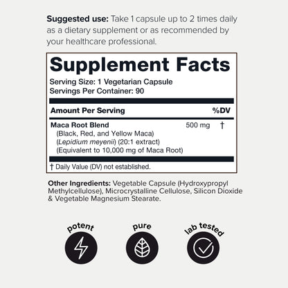 Toniiq 10,000mg 20x Concentrated Extract - Single Origin Wildcrafted Maca Root Capsules