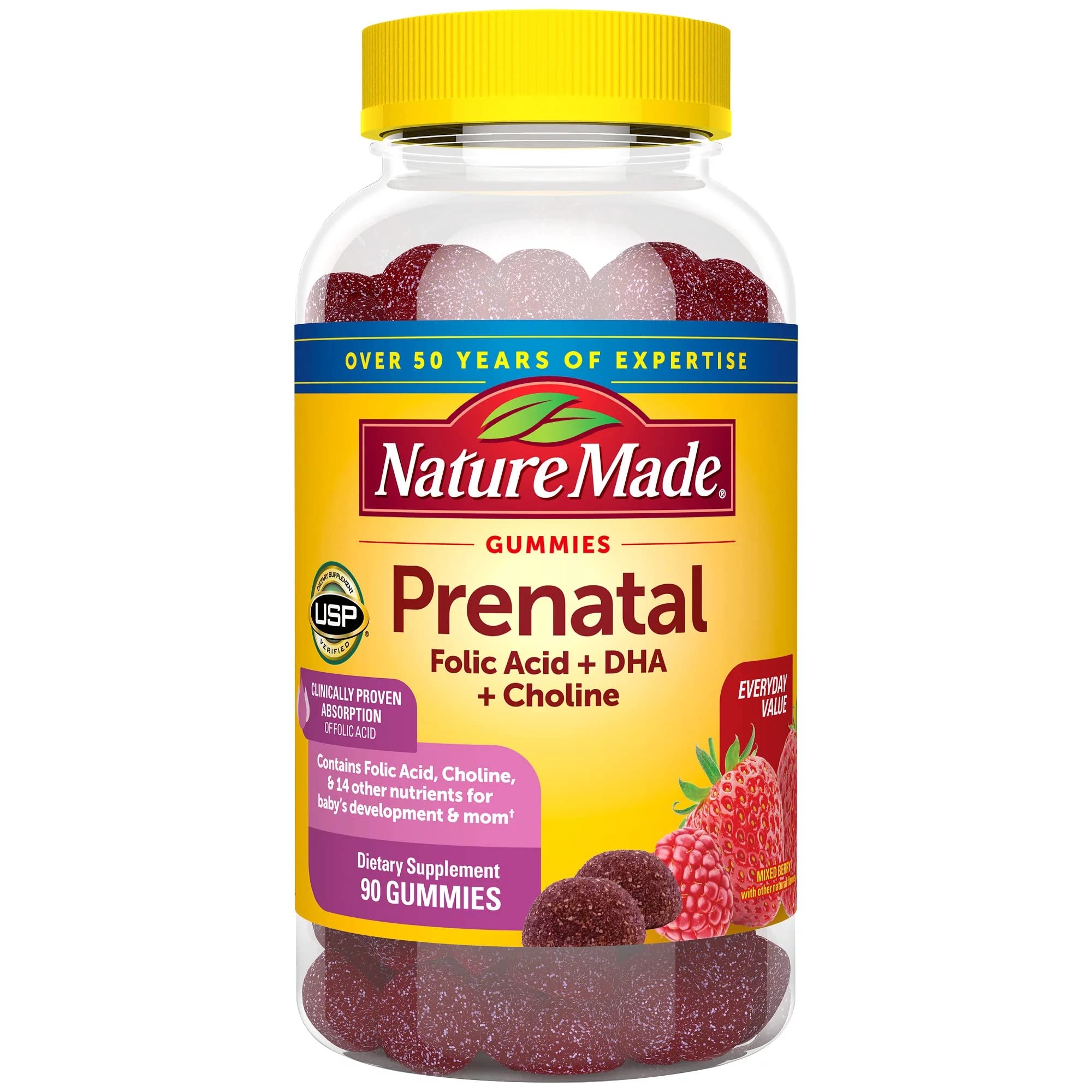 Nature Made Prenatal Gummies with DHA and Folic Acid Dietary Supplement Prenatal Health