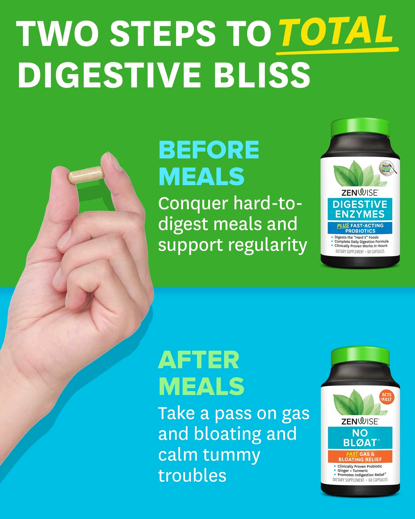 Zenwise Health Digestive Bliss Bundle - Digestive Enzymes, NO BLØAT