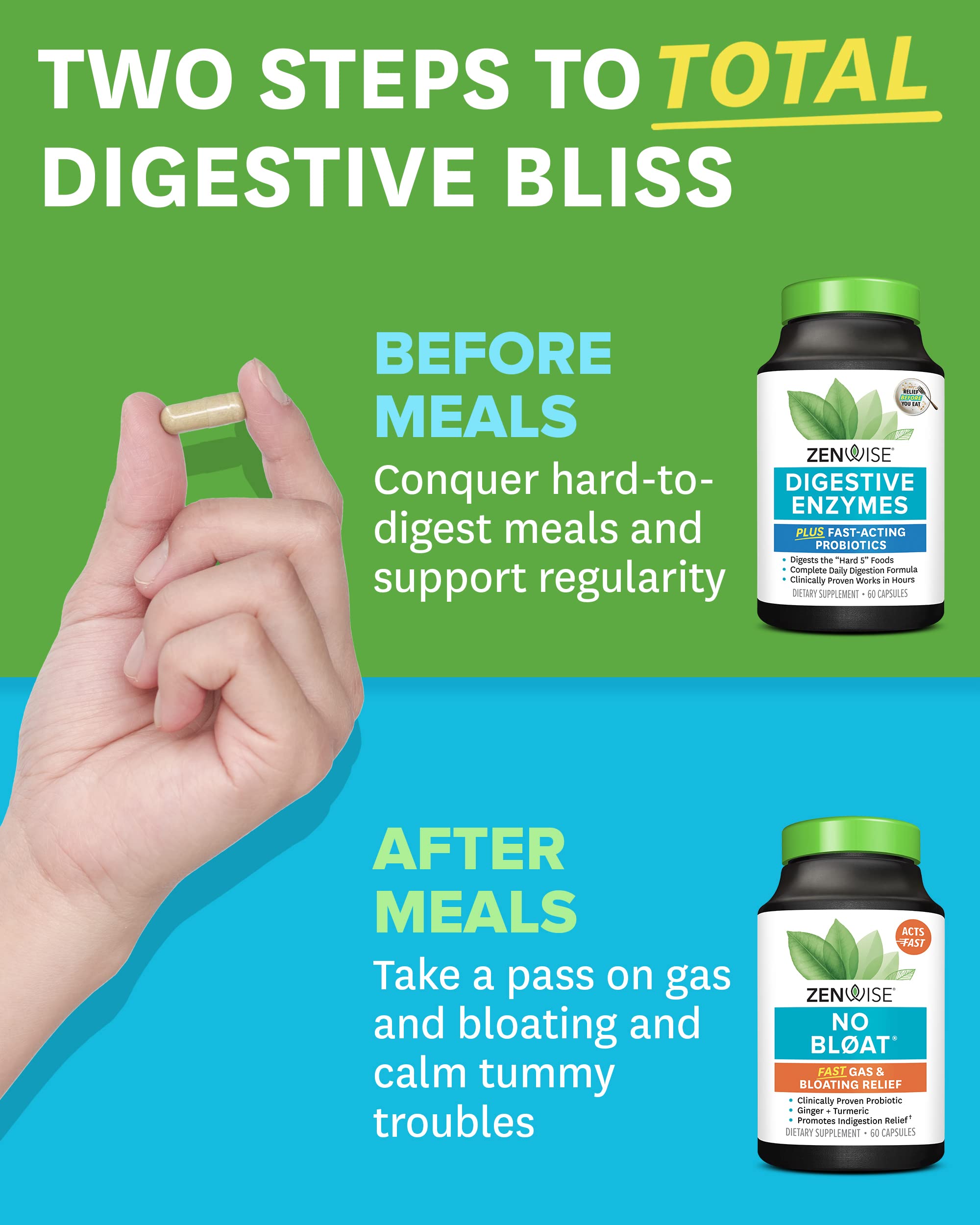 Zenwise Health Digestive Bliss Bundle - Digestive Enzymes, NO BLØAT Zenwise Health