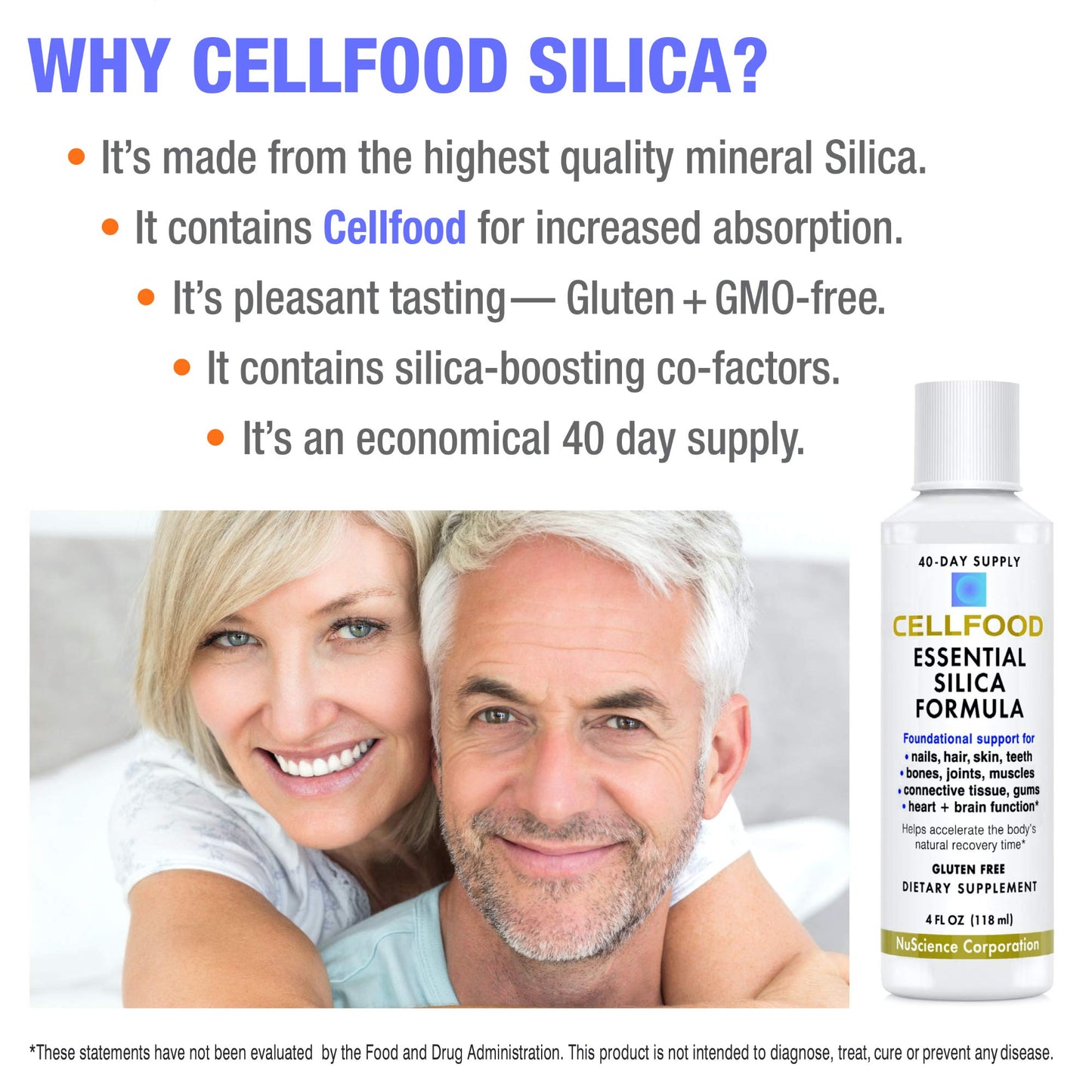 Cellfood Essential Silica Anti-Aging Formula, 4 fl oz - Supports Healthy Bones, Joints, Hair