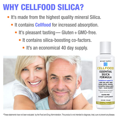 Cellfood Essential Silica Anti-Aging Formula, 4 fl oz - Supports Healthy Bones, Joints, Hair