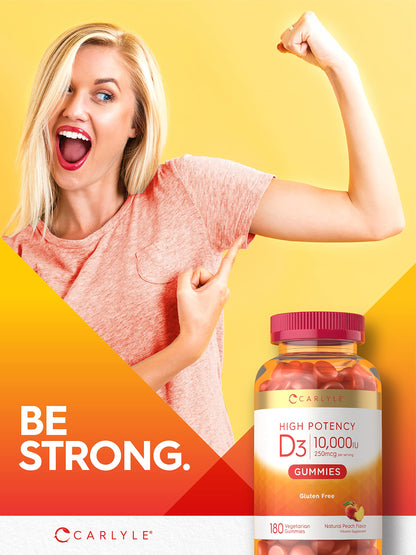 Carlyle Vitamin D3 Gummies | 10,000 iu | 180 Count | Vegetarian, Non-GMO