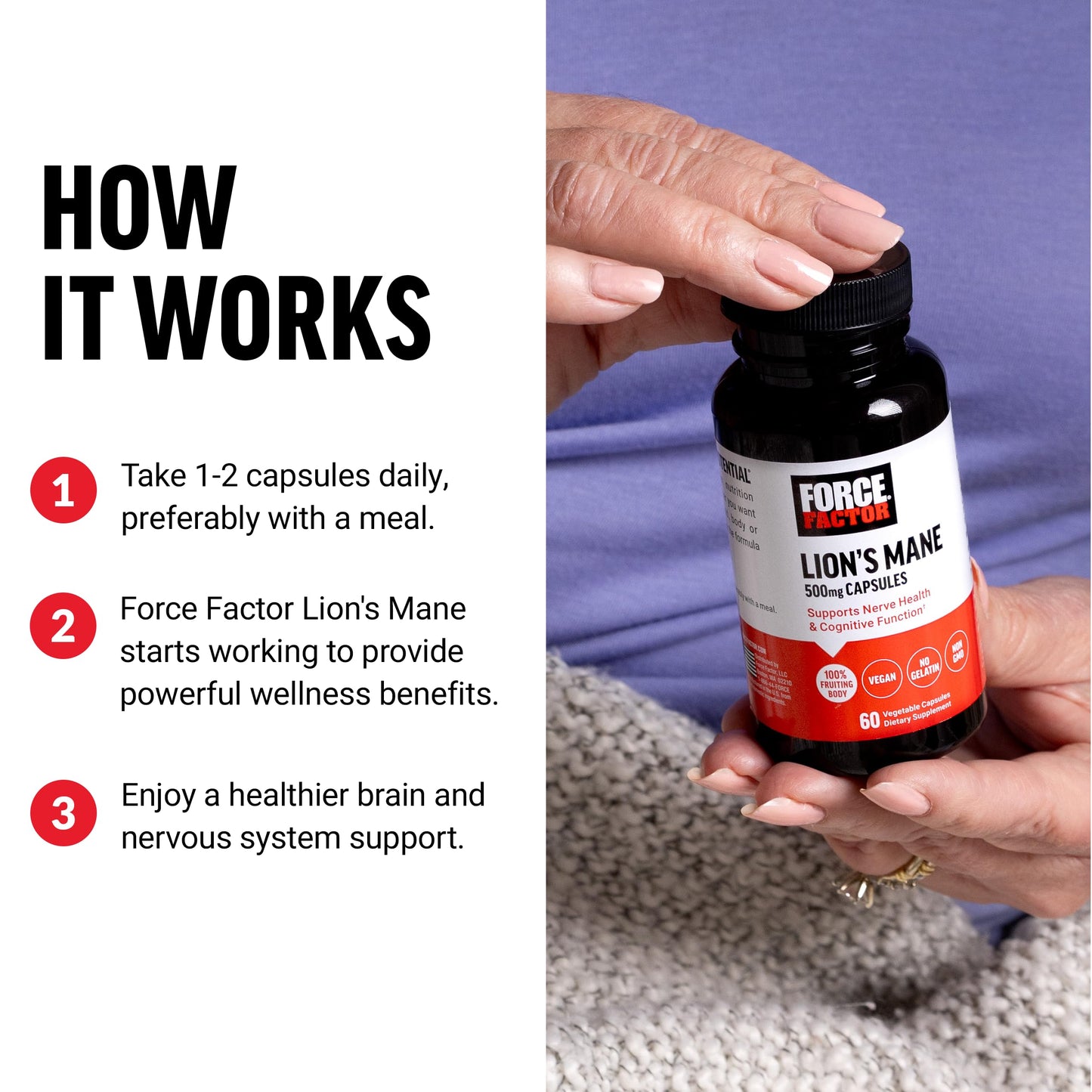 Force Factor Lion’s Mane Supplement Capsules, Memory & Focus Supplement