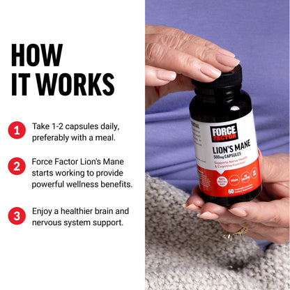 Force Factor Lion’s Mane Supplement Capsules, Memory & Focus Supplement