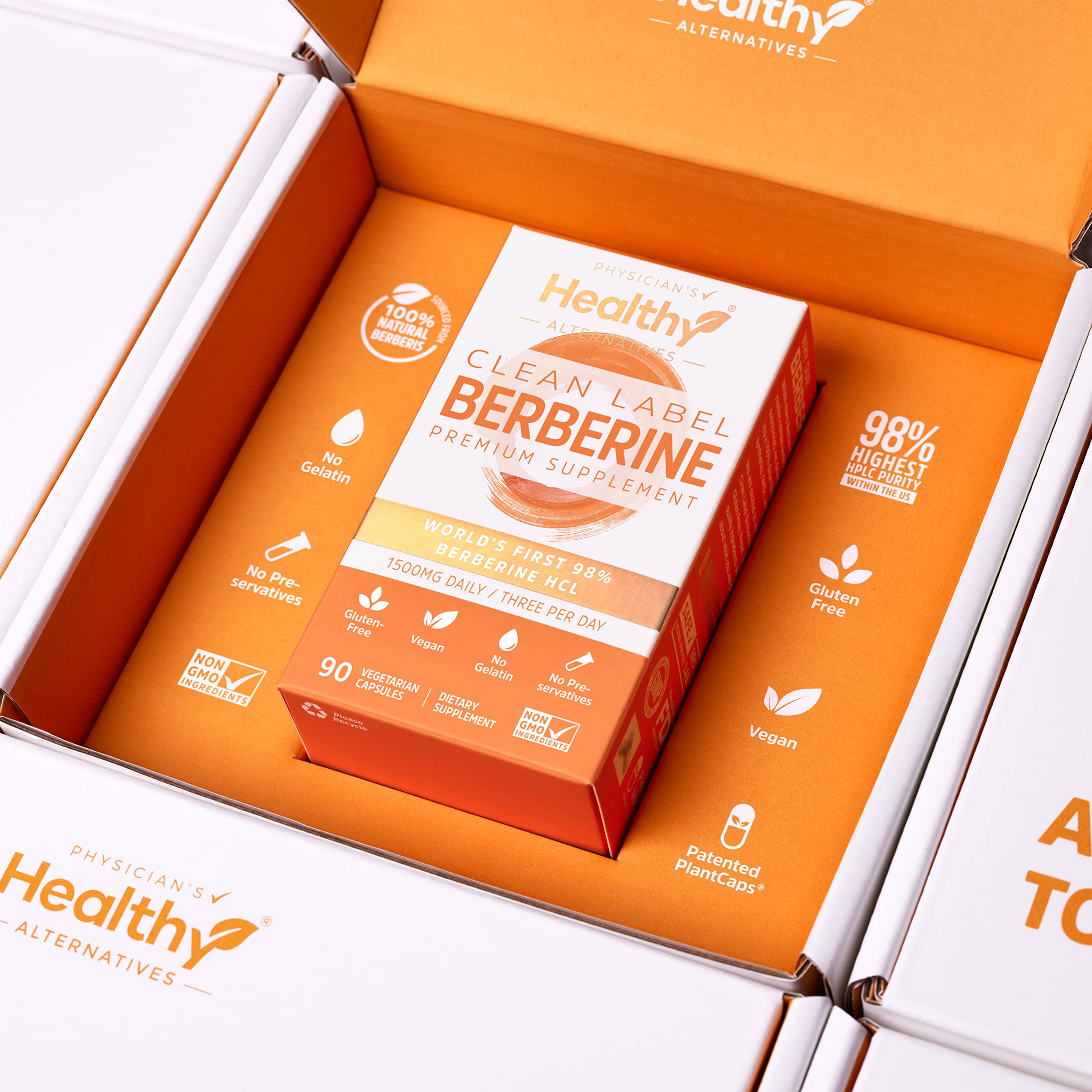 Clean Label Berberine Supplement 1500mg - Ultra Pure 98% Berberine HCl, Highest Purity Physician's Healthy Alternatives