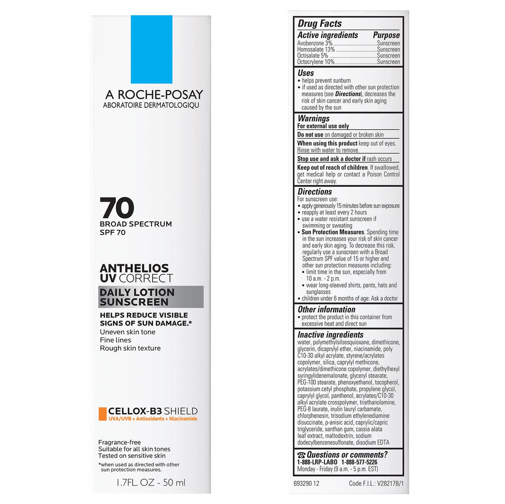 La Roche-Posay Anthelios UV Correct Sunscreen Moisturizer SPF 70, Daily