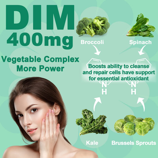 DIM Supplement Women 400mg, Estrogen Supplement for Women, Sugar Free DIM Gummies for Men & Women