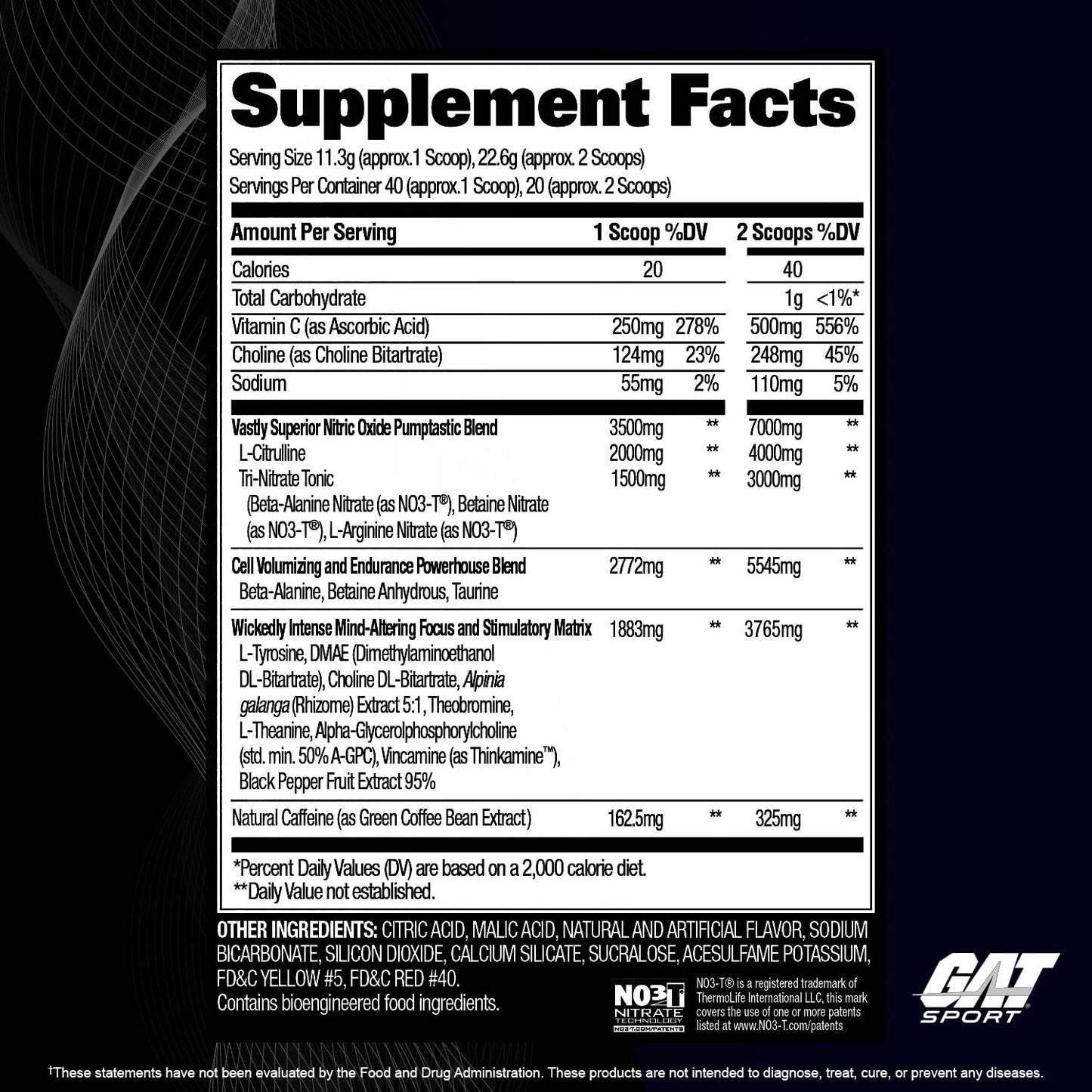 GAT SPORT Nitraflex Black Pre-Workout Powder, Extreme Pre-Training Formula for Men