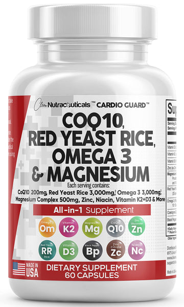COQ10 200mg Red Yeast Rice 3000mg Omega 3 3000mg Magnesium