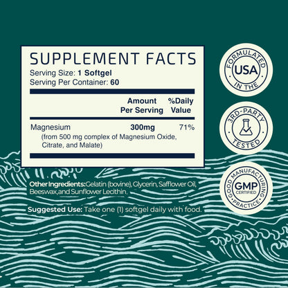 Triple Magnesium Softgels | Citrate, Malate, & Oxide | Highly Absorbable Magnesium