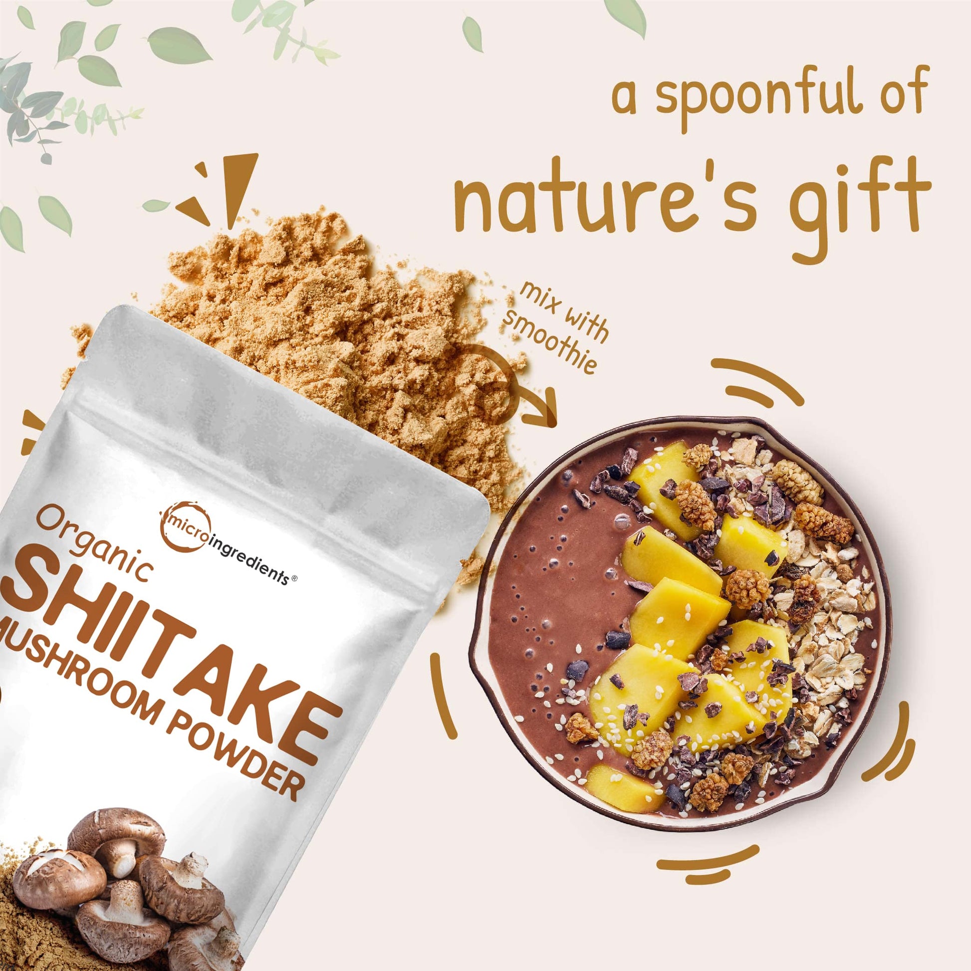 Sustainably US Grown, Organic Shiitake Mushrooms Powder, 8 Ounce Micro Ingredients