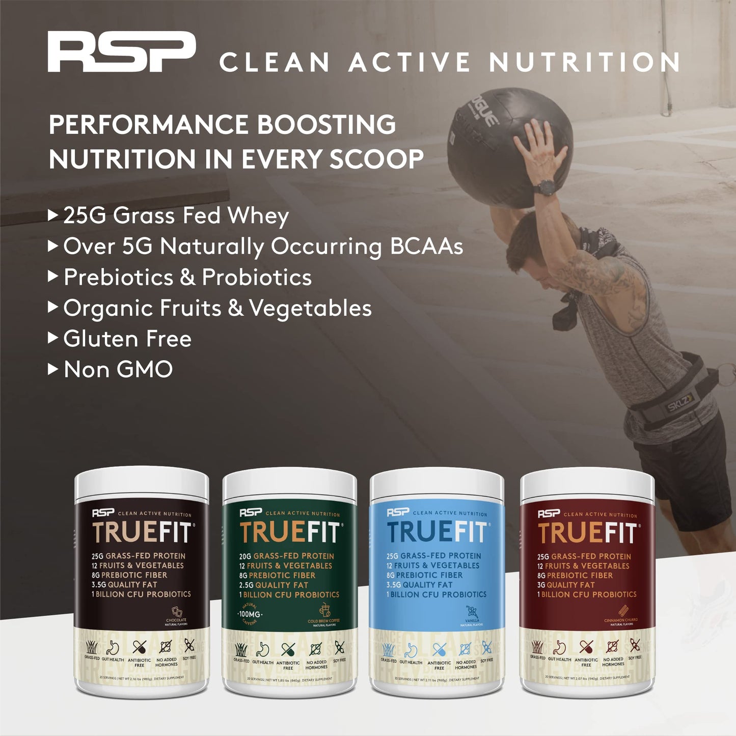 TrueFit Meal Replacement Shake Protein Powder, Grass Fed Whey + Organic Fruits