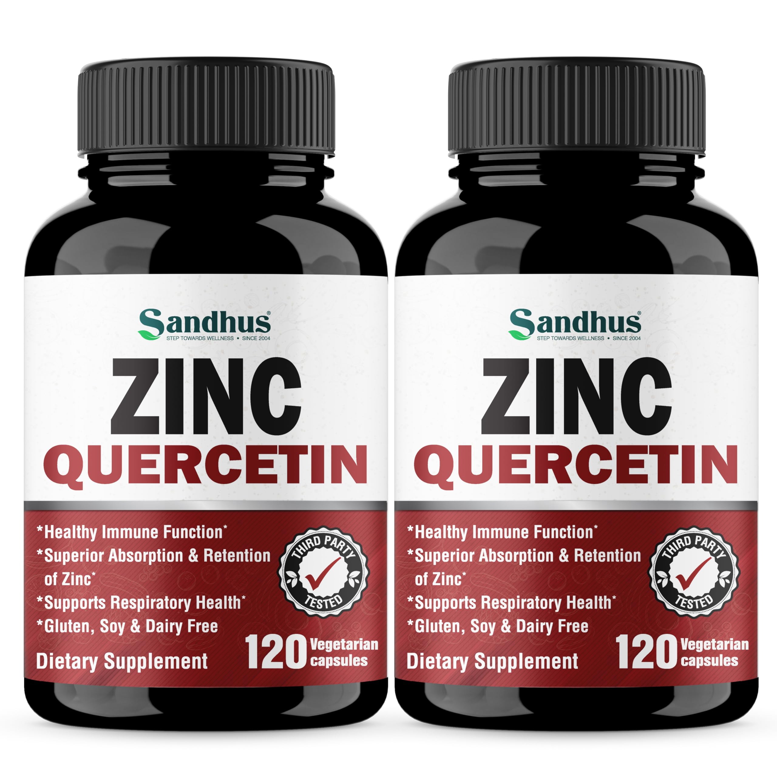 Zinc Quercetin Vegetarian Capsules 120 Ct- (2 Pack)