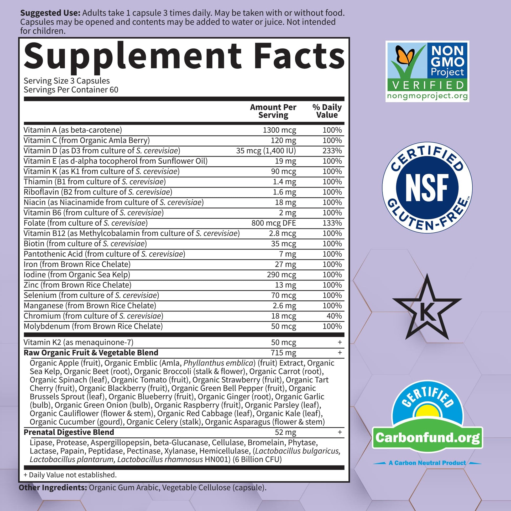 Prenatal Multivitamin for Women from Whole Foods with Biotin, Iron & Folate not Folic Acid Garden of Life