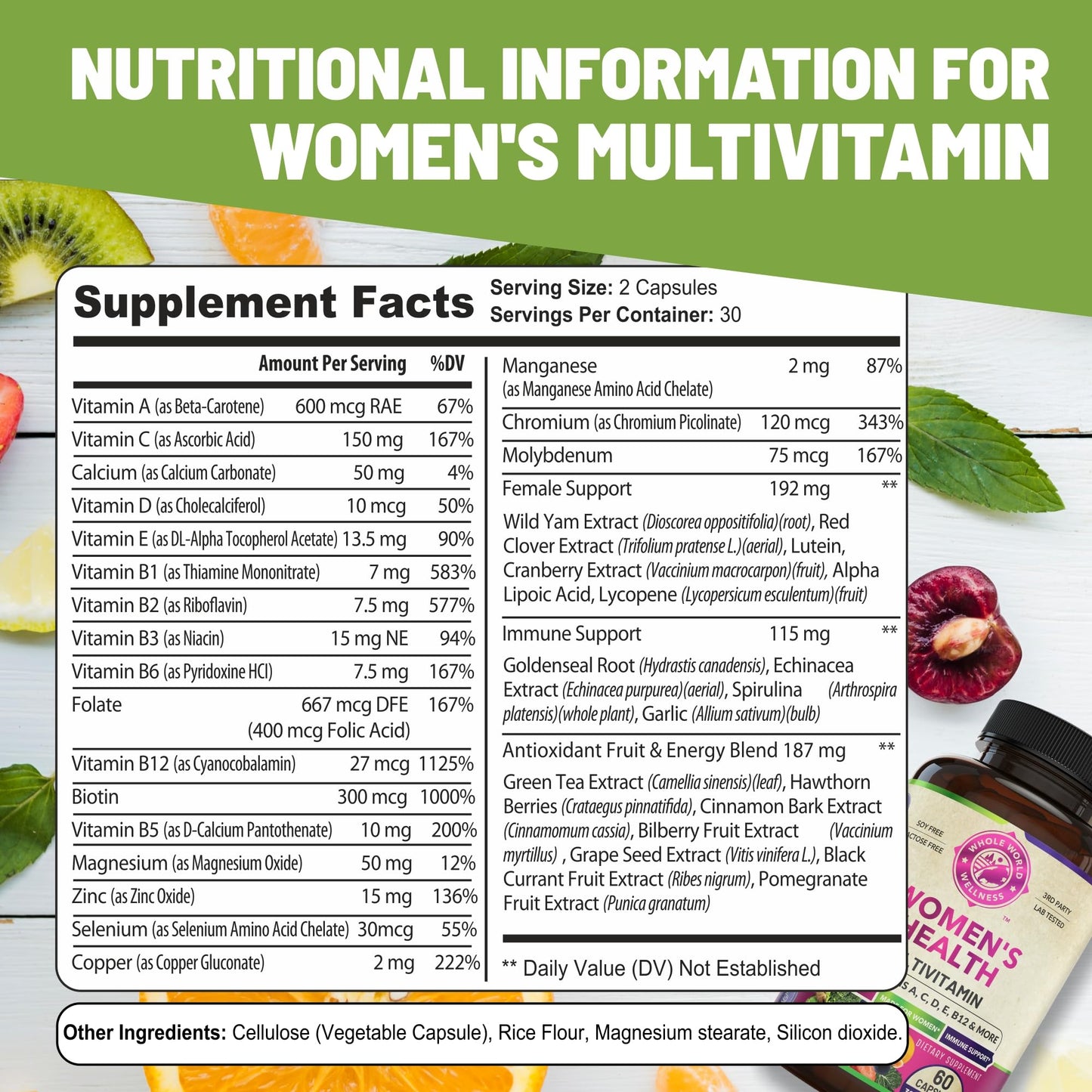 Womens Daily Multivitamins & Multimineral Supplement for Energy, Mood, Focus, Hair
